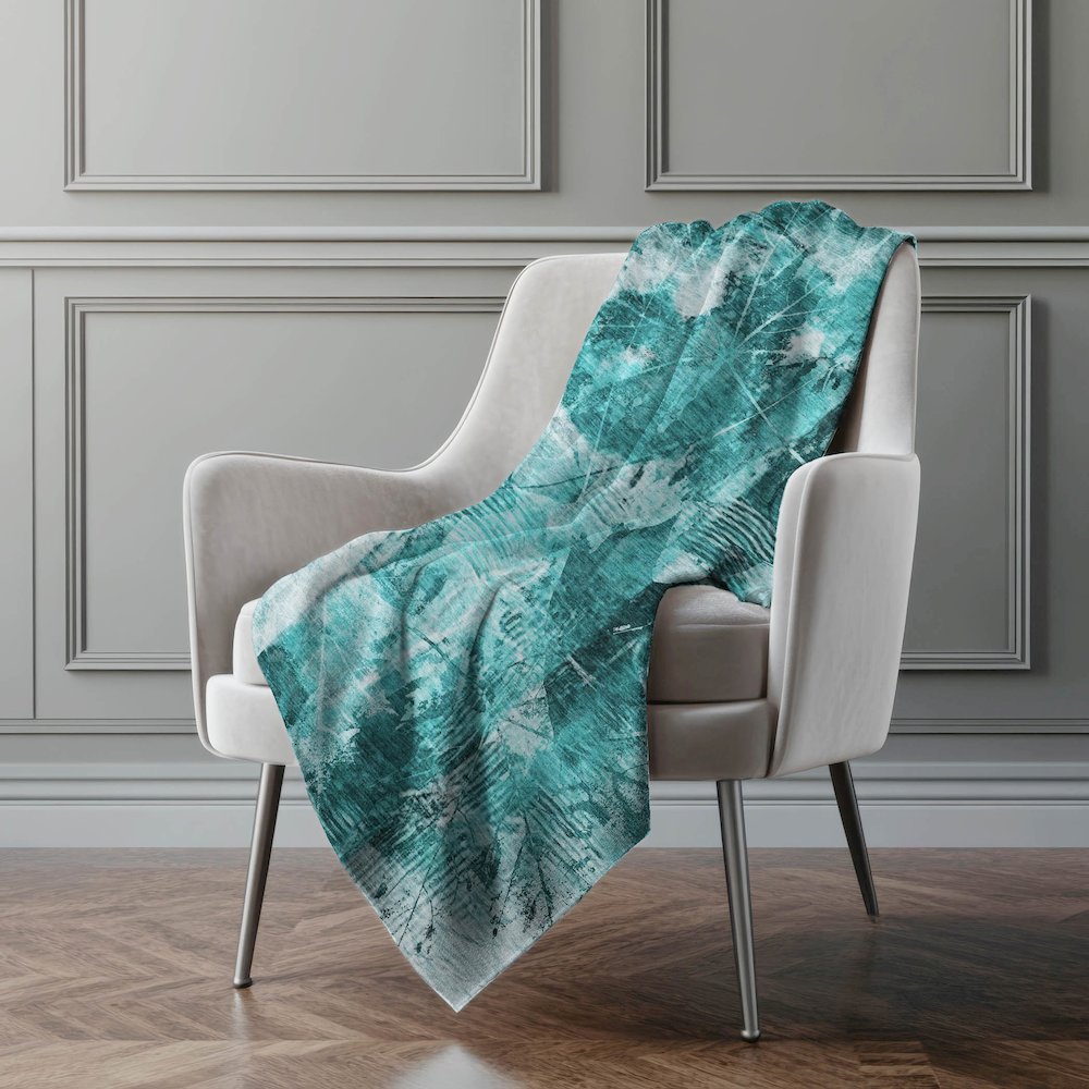 Premium Machine Washable ASB560 Teal 50" x 70" Sherpa Throw Blanket. Picture 4
