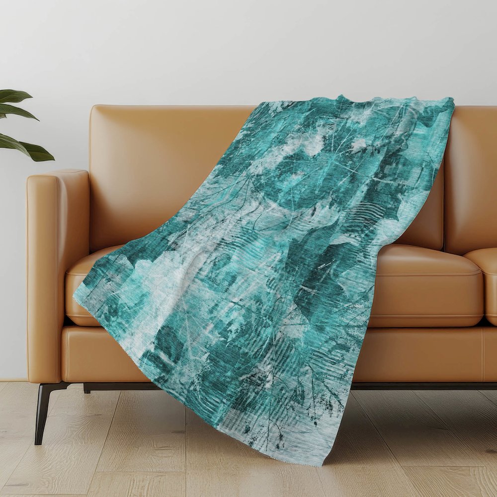 Premium Machine Washable ASB560 Teal 50" x 70" Sherpa Throw Blanket. Picture 5