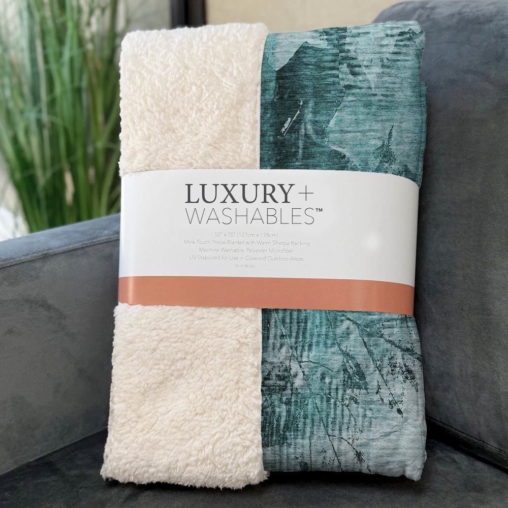 Premium Machine Washable ASB560 Teal 50" x 70" Sherpa Throw Blanket. Picture 3