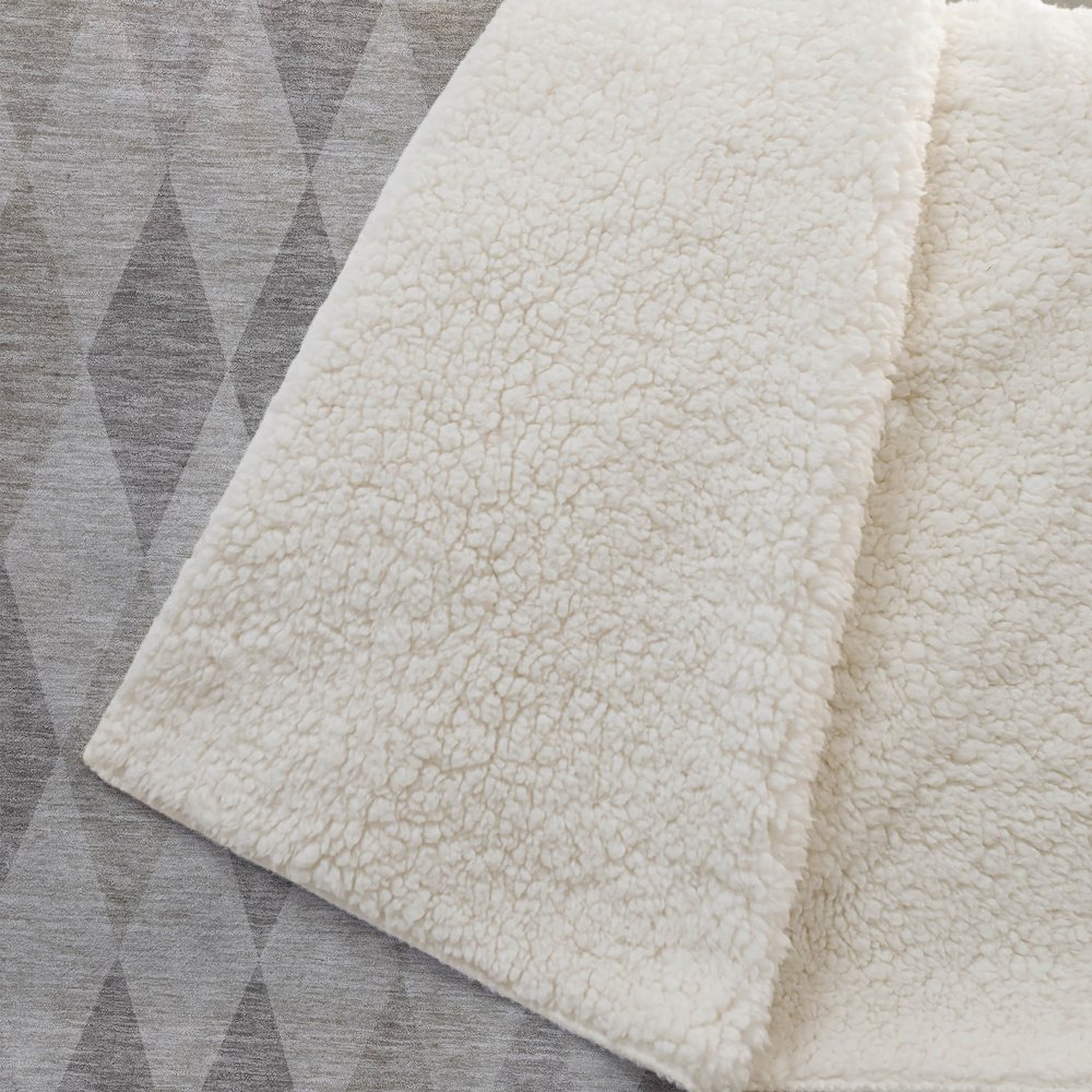 Premium Machine Washable ASB561 Beige 50" x 70" Sherpa Throw Blanket. Picture 2
