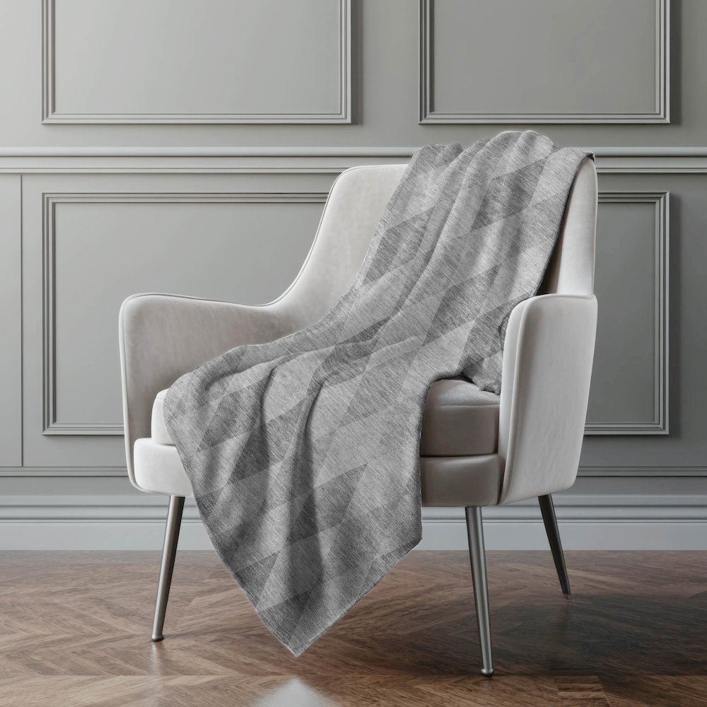 Premium Machine Washable ASB561 Gray 50" x 70" Sherpa Throw Blanket. Picture 4