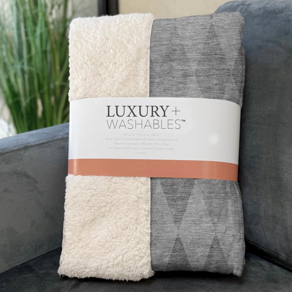Premium Machine Washable ASB561 Gray 50" x 70" Sherpa Throw Blanket. Picture 3