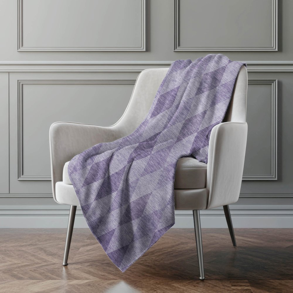Premium Machine Washable ASB561 Purple 50" x 70" Sherpa Throw Blanket. Picture 4