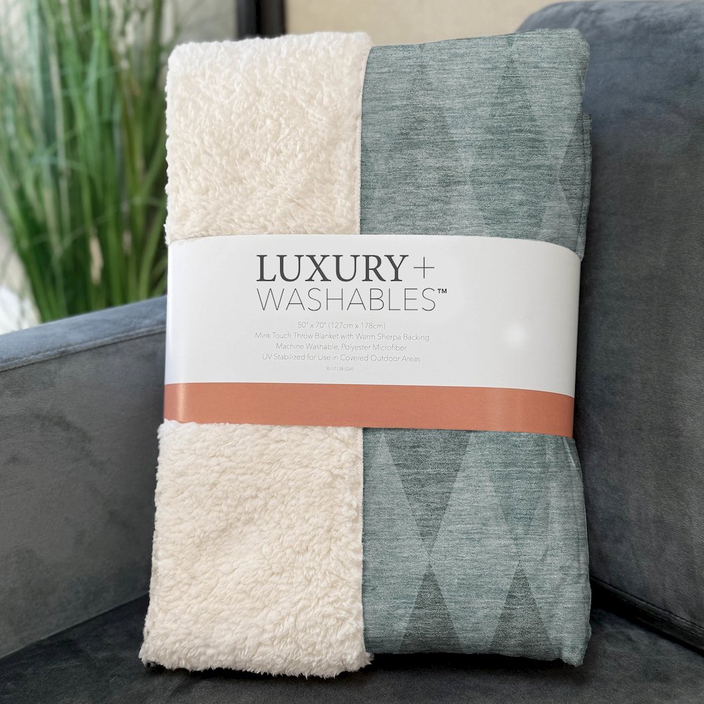 Premium Machine Washable ASB561 Teal 50" x 70" Sherpa Throw Blanket. Picture 3