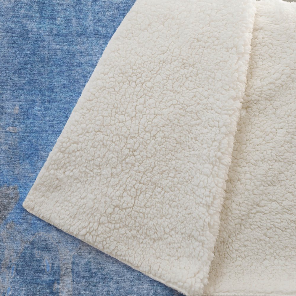 Premium Machine Washable ASB562 Blue 50" x 70" Sherpa Throw Blanket. Picture 2
