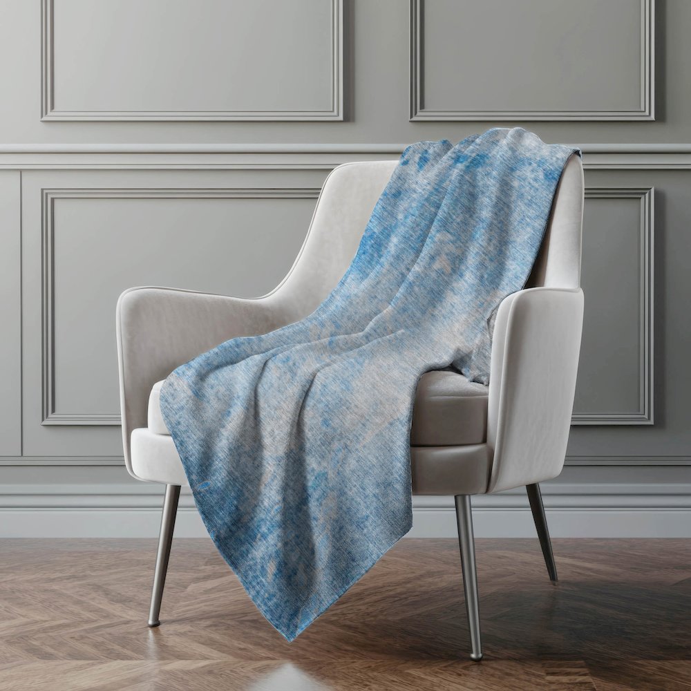 Premium Machine Washable ASB562 Blue 50" x 70" Sherpa Throw Blanket. Picture 4