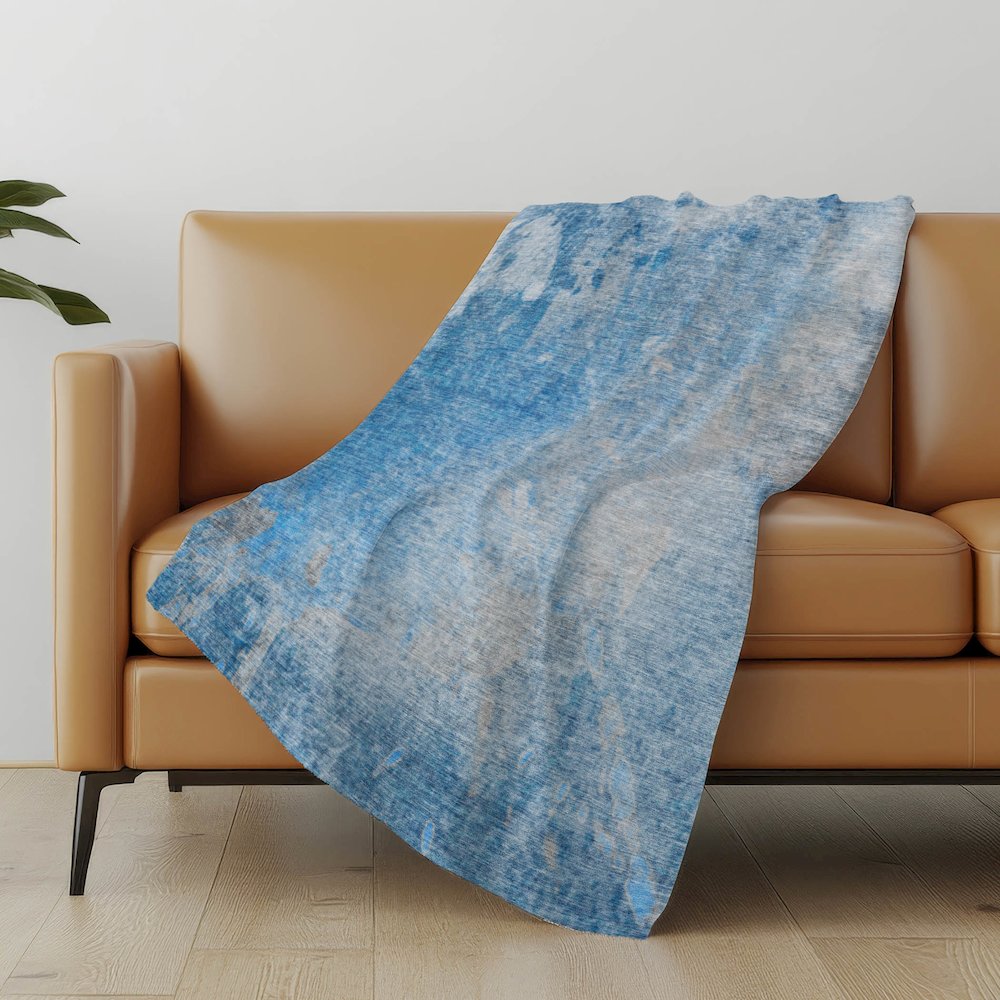 Premium Machine Washable ASB562 Blue 50" x 70" Sherpa Throw Blanket. Picture 5