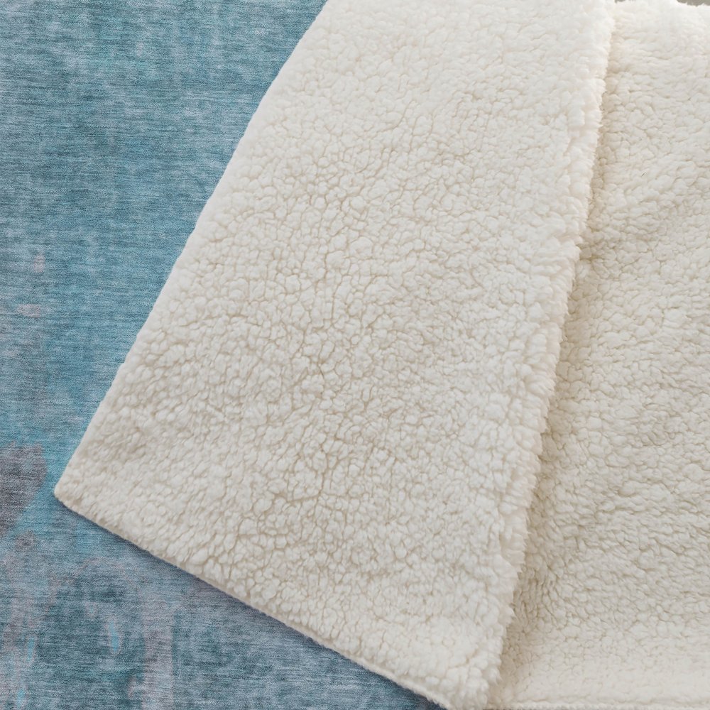 Premium Machine Washable ASB562 Teal 50" x 70" Sherpa Throw Blanket. Picture 2