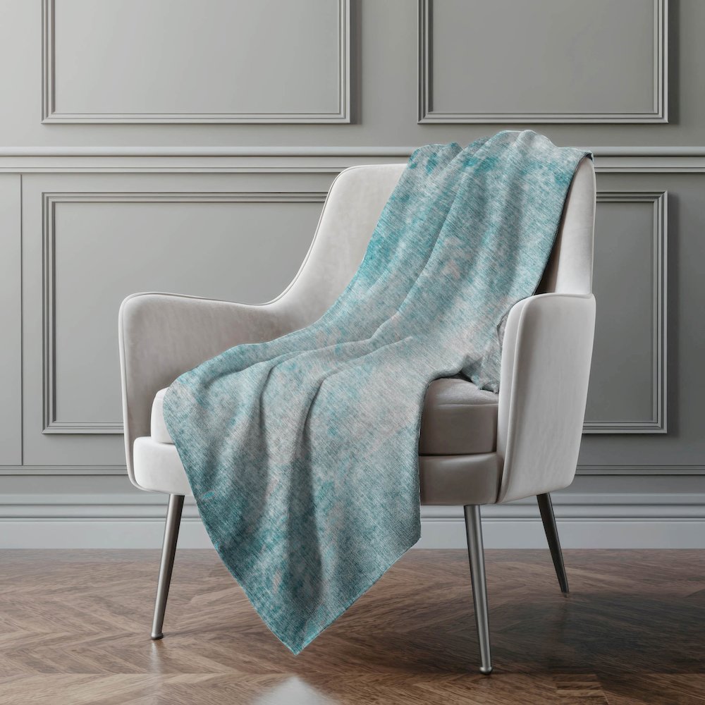 Premium Machine Washable ASB562 Teal 50" x 70" Sherpa Throw Blanket. Picture 4