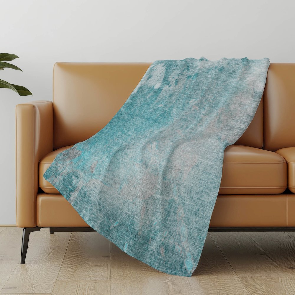 Premium Machine Washable ASB562 Teal 50" x 70" Sherpa Throw Blanket. Picture 5