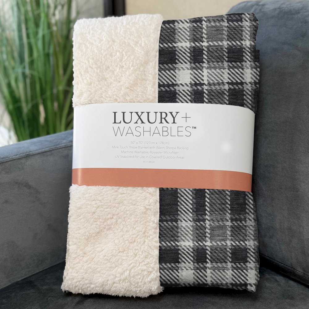 Premium Machine Washable ASB563 Black 50" x 70" Sherpa Throw Blanket. Picture 3