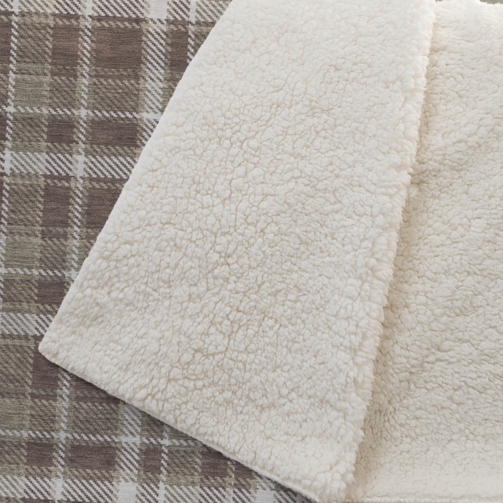 Premium Machine Washable ASB563 Chocolate 50" x 70" Sherpa Throw Blanket. Picture 2