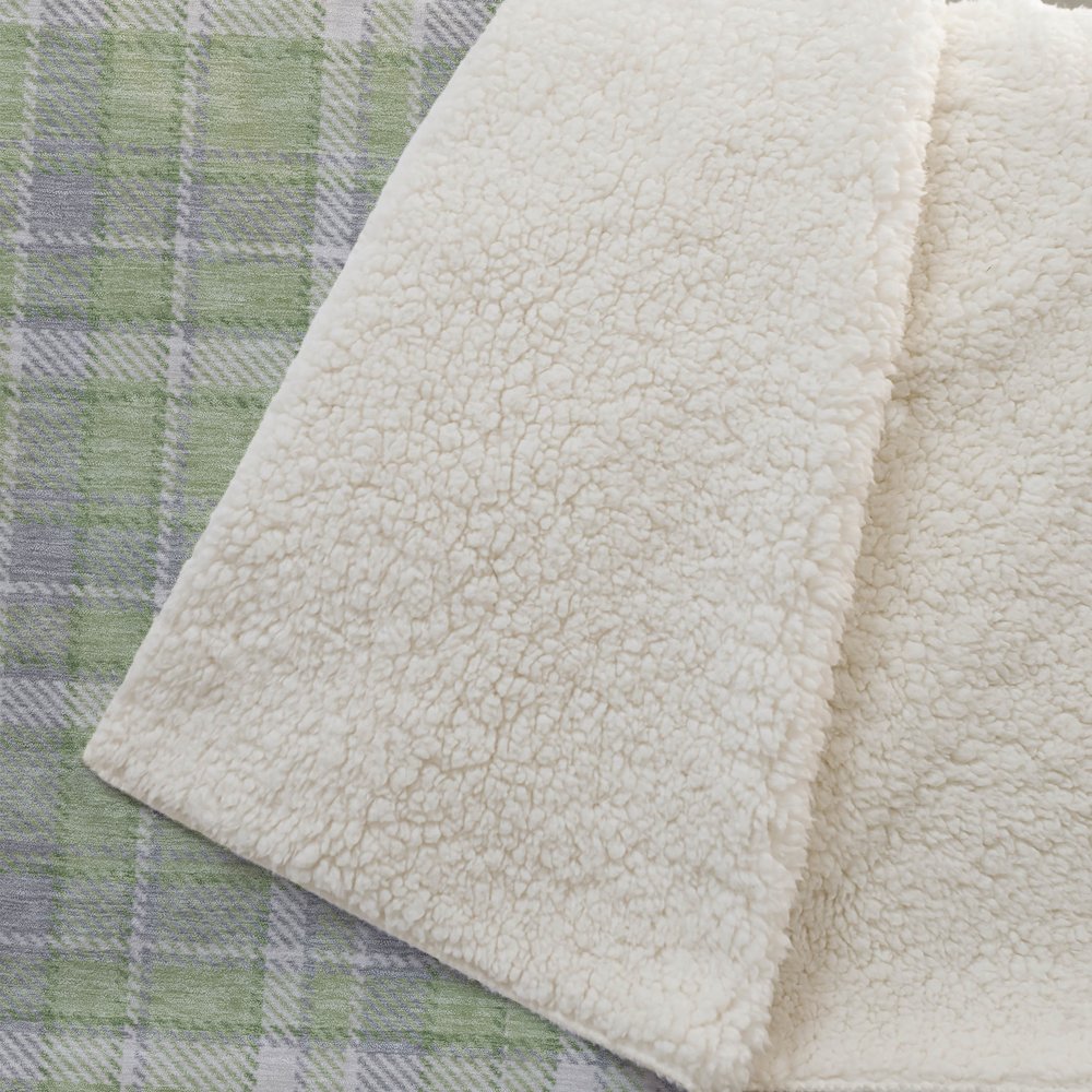 Premium Machine Washable ASB563 Green 50" x 70" Sherpa Throw Blanket. Picture 2