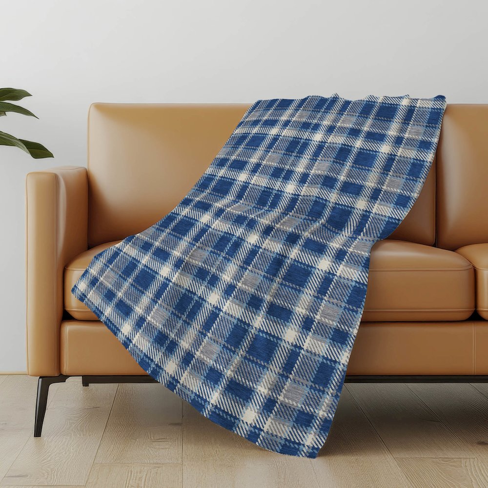 Premium Machine Washable ASB563 Navy 50" x 70" Sherpa Throw Blanket. Picture 5