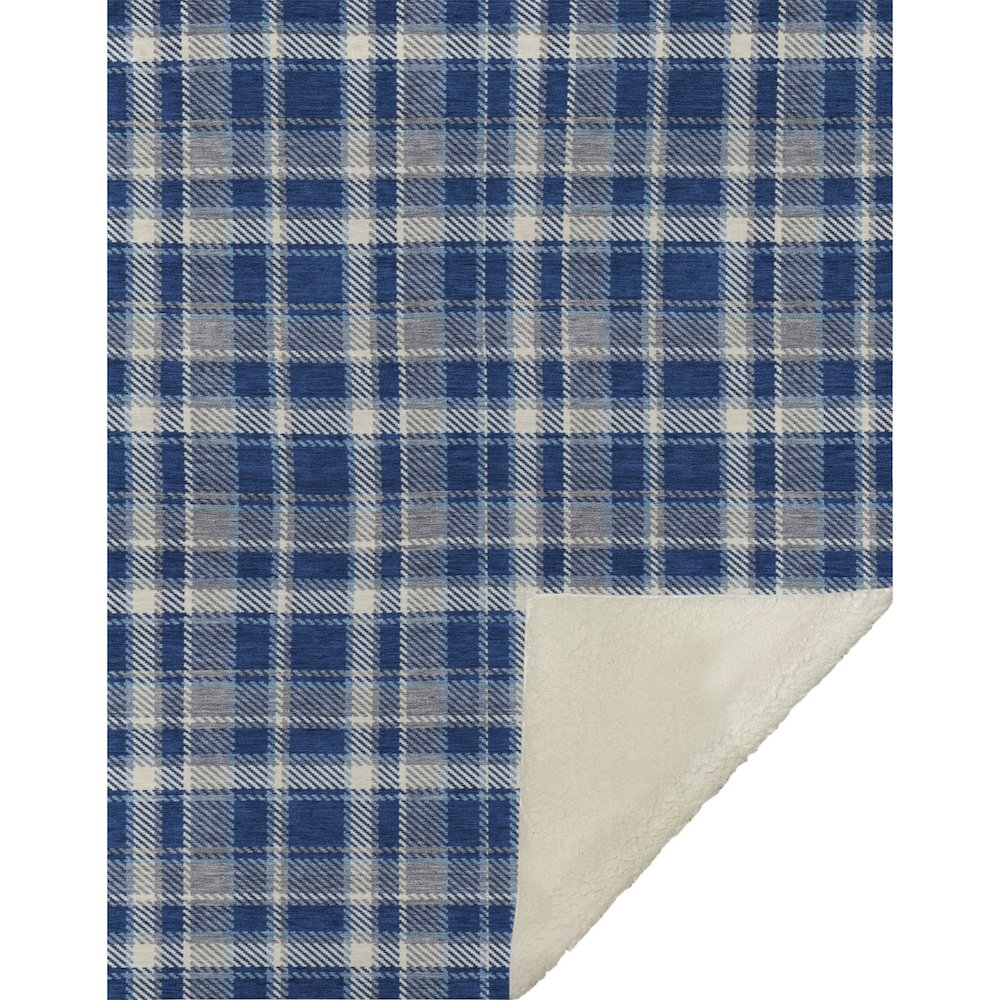 Premium Machine Washable ASB563 Navy 50" x 70" Sherpa Throw Blanket. Picture 1