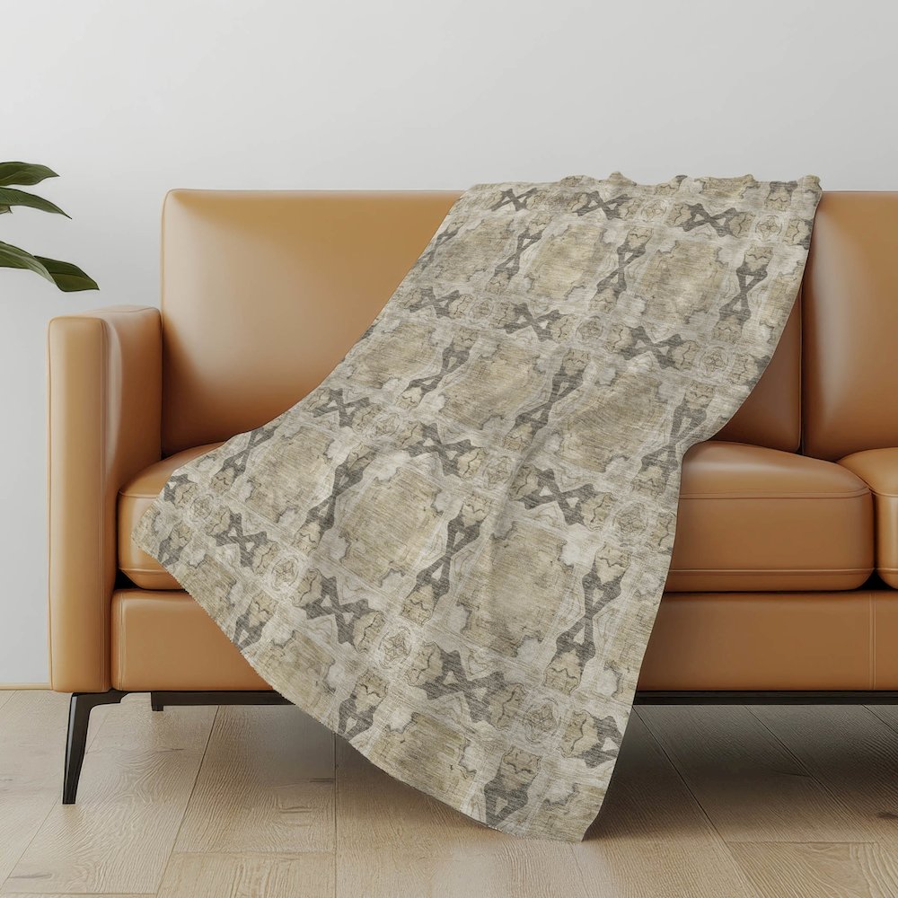 Premium Machine Washable ASB564 Beige 50" x 70" Sherpa Throw Blanket. Picture 5