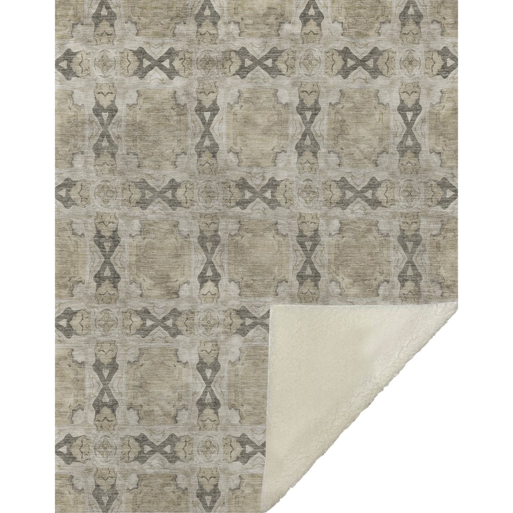 Premium Machine Washable ASB564 Beige 50" x 70" Sherpa Throw Blanket. Picture 1