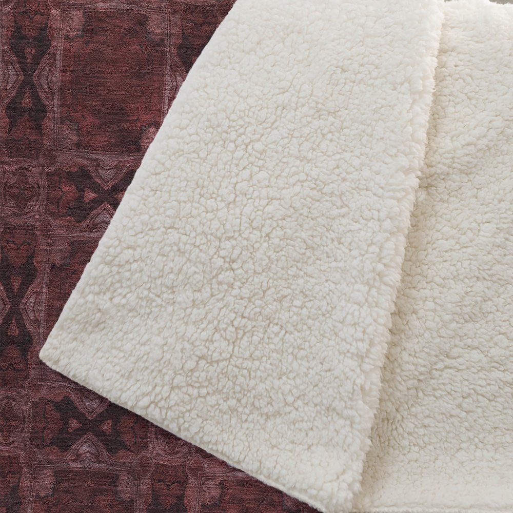 Premium Machine Washable ASB564 Burgundy 50" x 70" Sherpa Throw Blanket. Picture 2