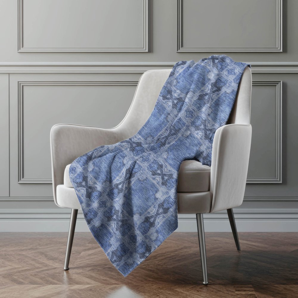 Premium Machine Washable ASB564 Denim 50" x 70" Sherpa Throw Blanket. Picture 4