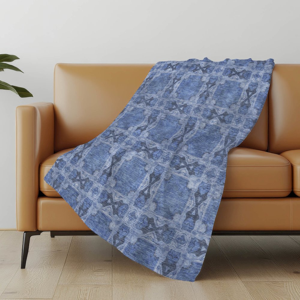 Premium Machine Washable ASB564 Denim 50" x 70" Sherpa Throw Blanket. Picture 5