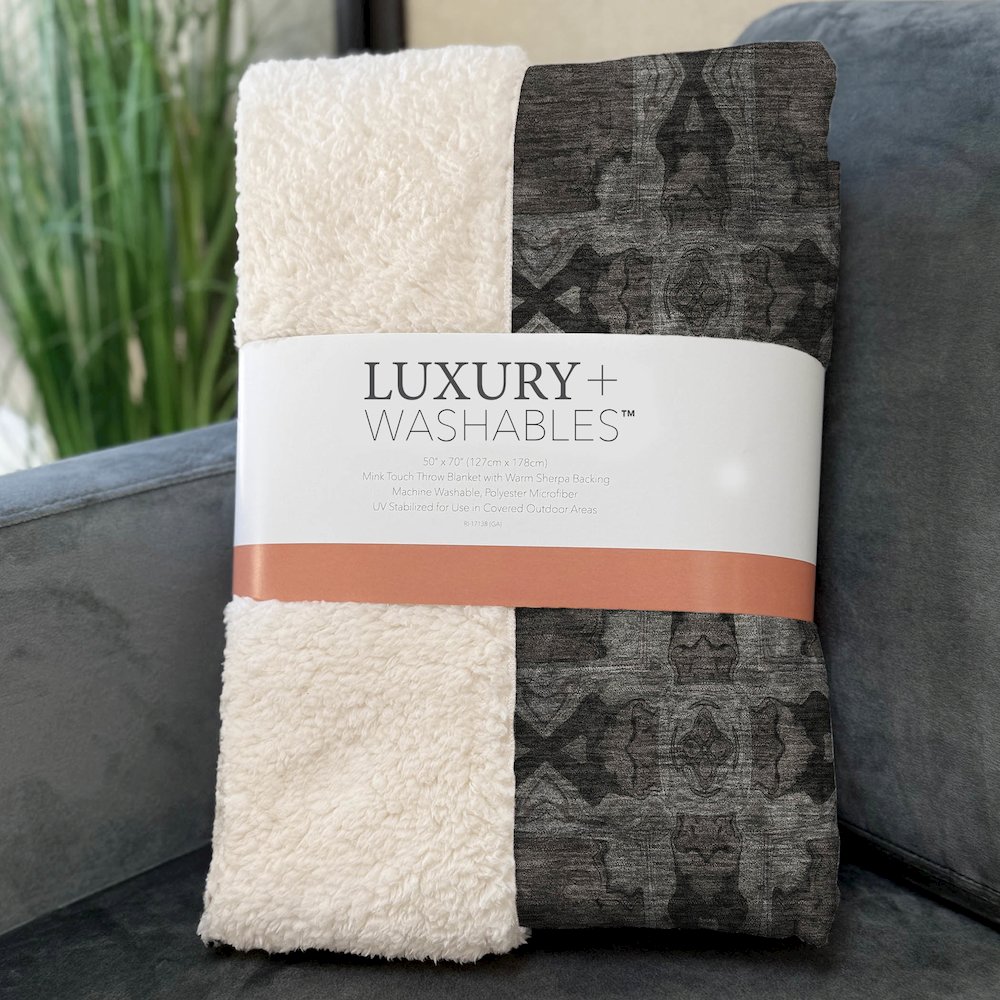 Premium Machine Washable ASB564 Gray 50" x 70" Sherpa Throw Blanket. Picture 3