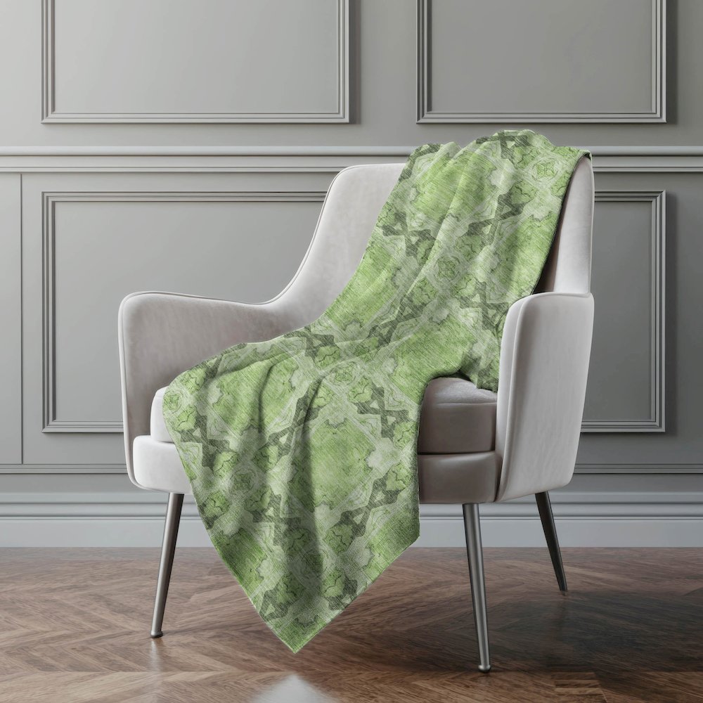 Premium Machine Washable ASB564 Green 50" x 70" Sherpa Throw Blanket. Picture 4