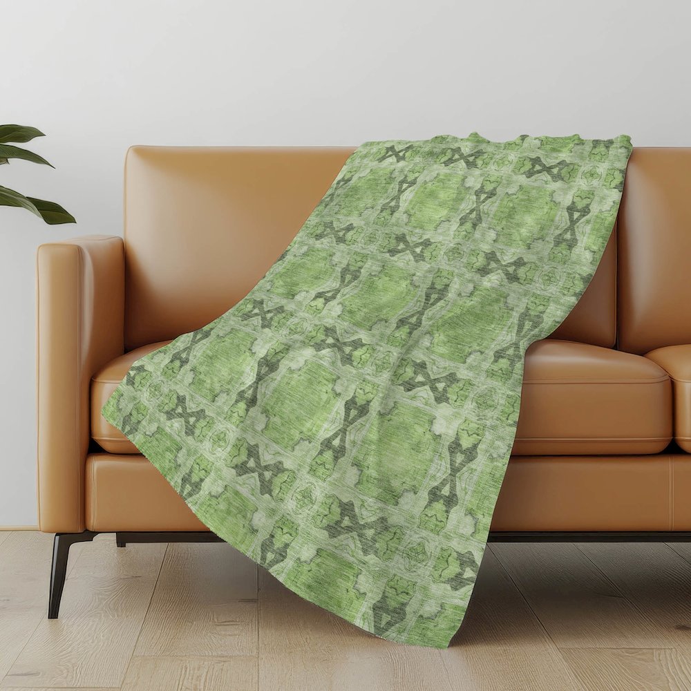 Premium Machine Washable ASB564 Green 50" x 70" Sherpa Throw Blanket. Picture 5