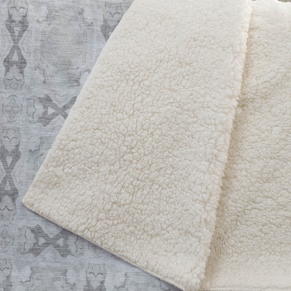 Premium Machine Washable ASB564 Ivory 50" x 70" Sherpa Throw Blanket. Picture 2