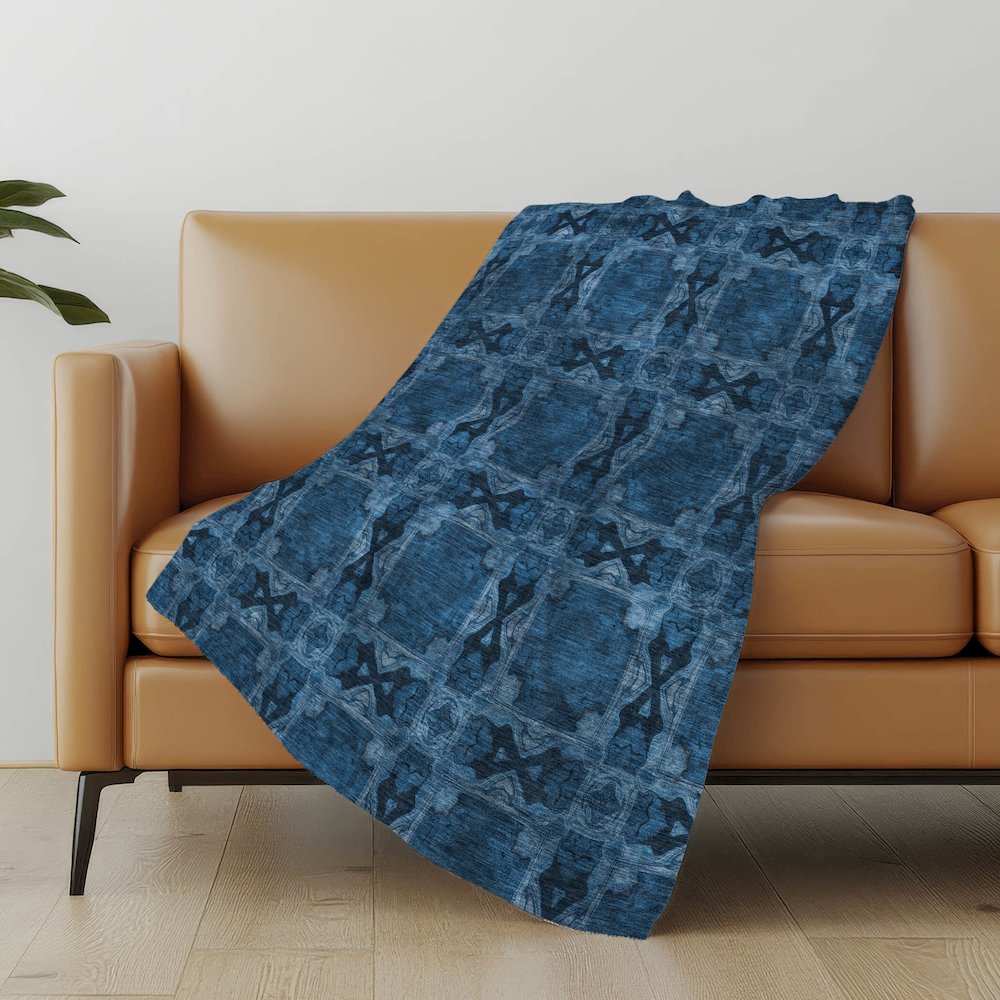 Premium Machine Washable ASB564 Navy 50" x 70" Sherpa Throw Blanket. Picture 5