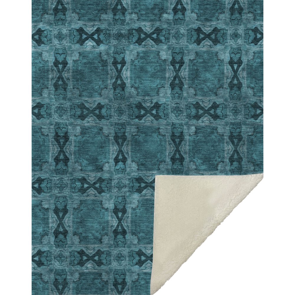Premium Machine Washable ASB564 Teal 50" x 70" Sherpa Throw Blanket. Picture 1