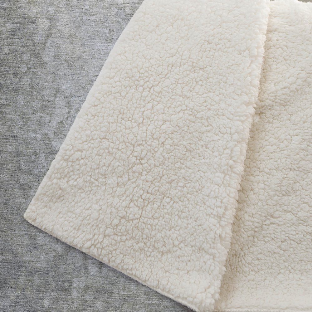 Premium Machine Washable ASB565 Beige 50" x 70" Sherpa Throw Blanket. Picture 2