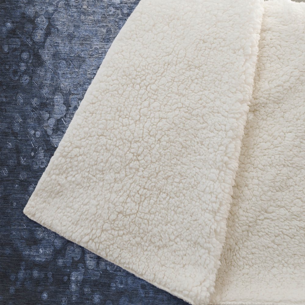 Premium Machine Washable ASB565 Blue 50" x 70" Sherpa Throw Blanket. Picture 2