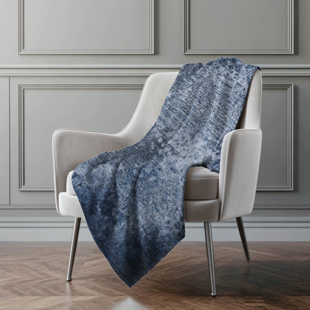 Premium Machine Washable ASB565 Blue 50" x 70" Sherpa Throw Blanket. Picture 4