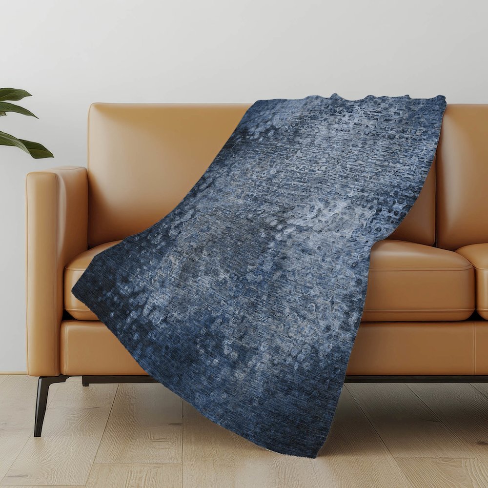 Premium Machine Washable ASB565 Blue 50" x 70" Sherpa Throw Blanket. Picture 5