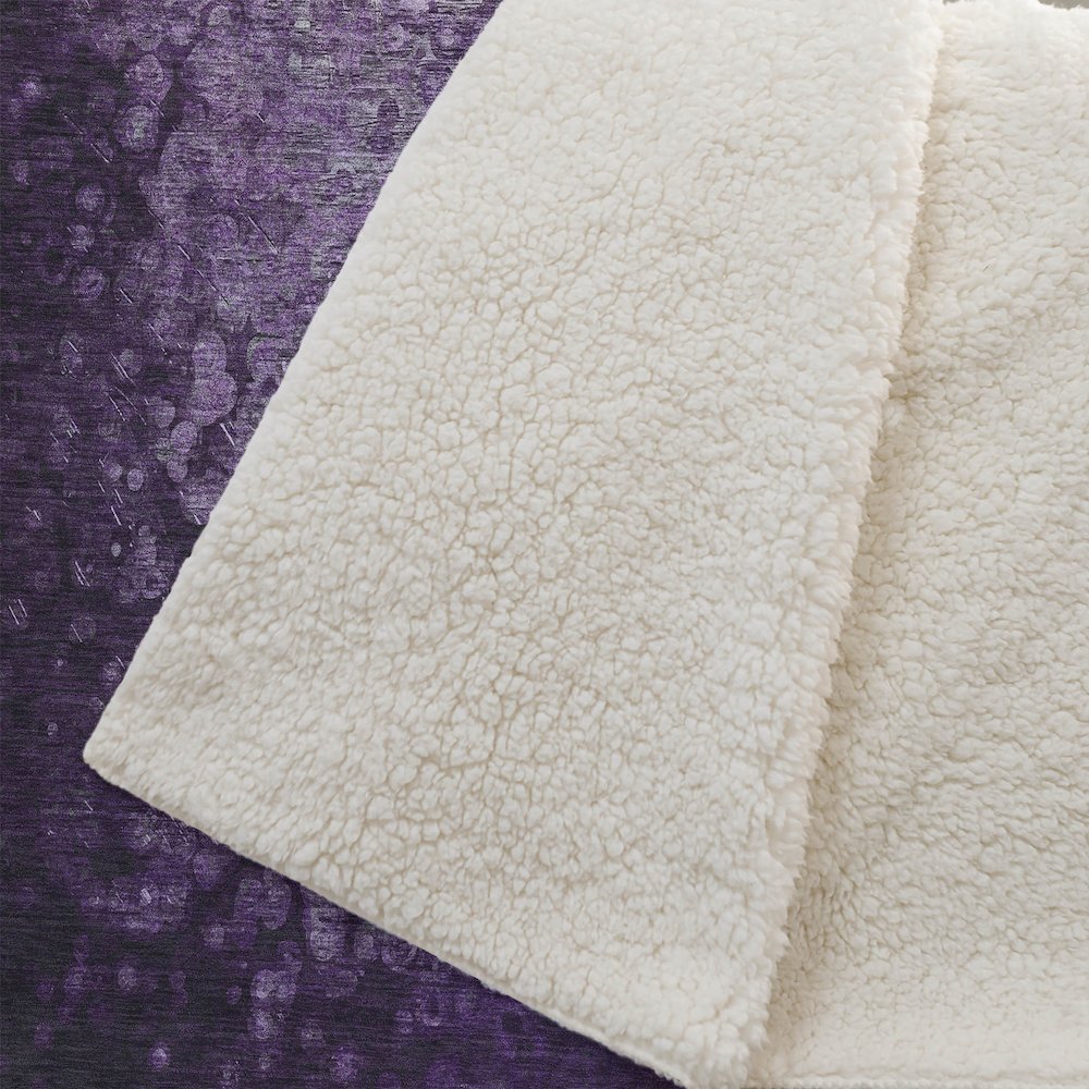 Premium Machine Washable ASB565 Purple 50" x 70" Sherpa Throw Blanket. Picture 2