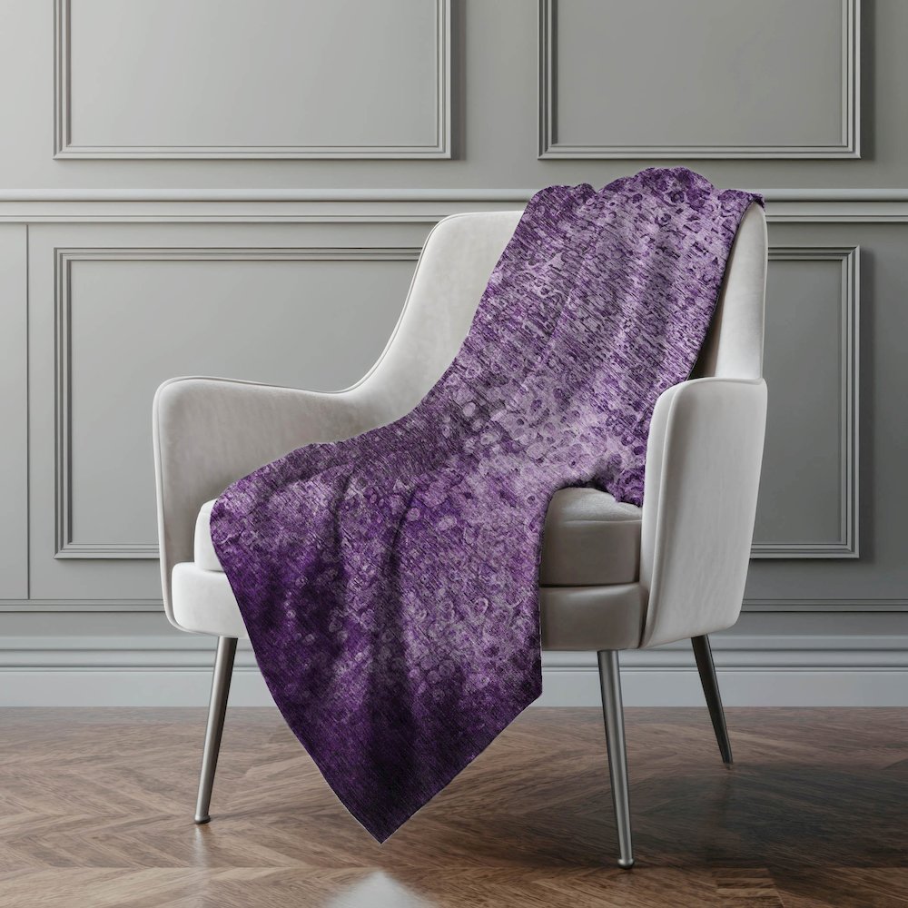 Premium Machine Washable ASB565 Purple 50" x 70" Sherpa Throw Blanket. Picture 4