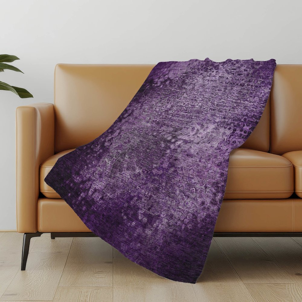 Premium Machine Washable ASB565 Purple 50" x 70" Sherpa Throw Blanket. Picture 5