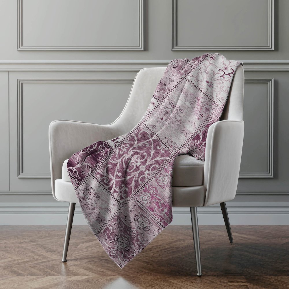 Premium Machine Washable ASB566 Burgundy 50" x 70" Sherpa Throw Blanket. Picture 4