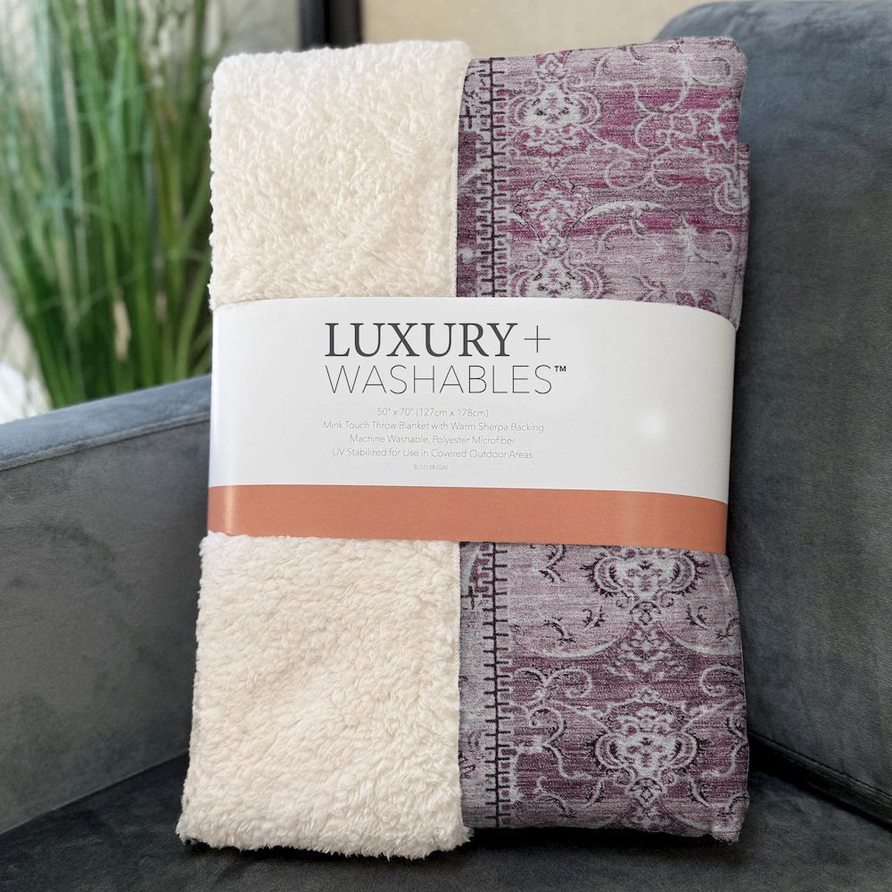 Premium Machine Washable ASB566 Burgundy 50" x 70" Sherpa Throw Blanket. Picture 3