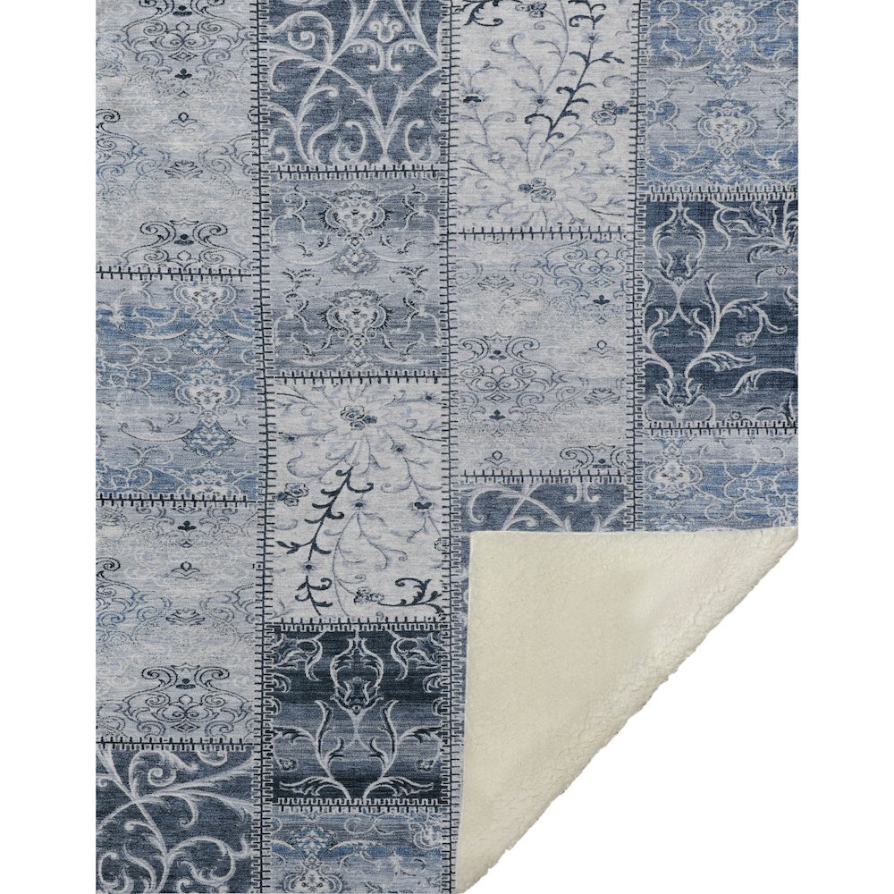 Premium Machine Washable ASB566 Denim 50" x 70" Sherpa Throw Blanket. Picture 1