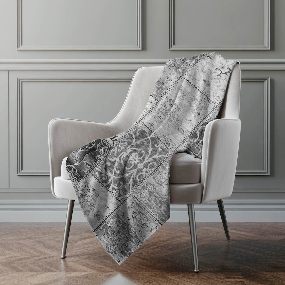 Premium Machine Washable ASB566 Gray 50" x 70" Sherpa Throw Blanket. Picture 4