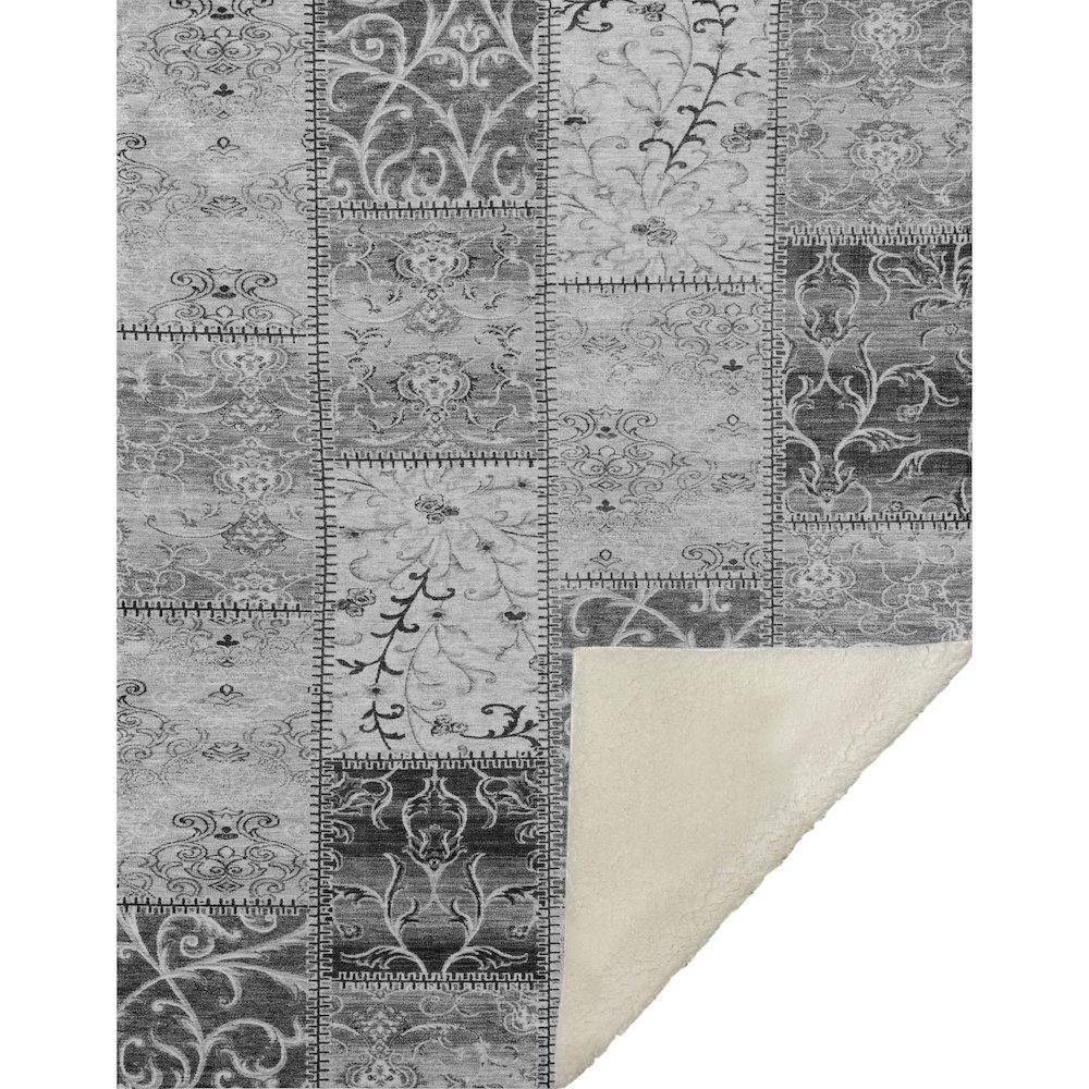 Premium Machine Washable ASB566 Gray 50" x 70" Sherpa Throw Blanket. Picture 1