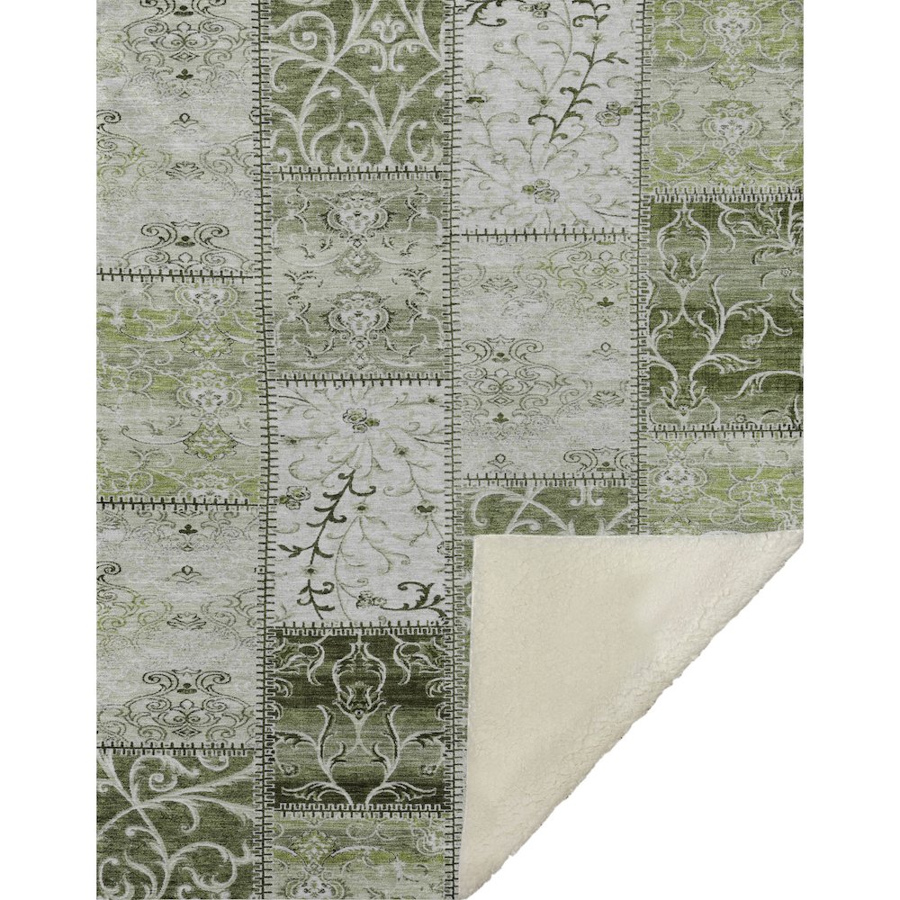 Premium Machine Washable ASB566 Green 50" x 70" Sherpa Throw Blanket. Picture 1