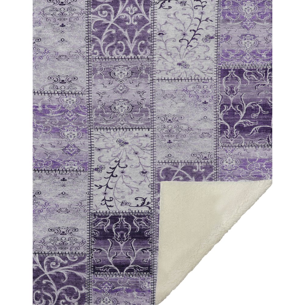 Premium Machine Washable ASB566 Purple 50" x 70" Sherpa Throw Blanket. Picture 1