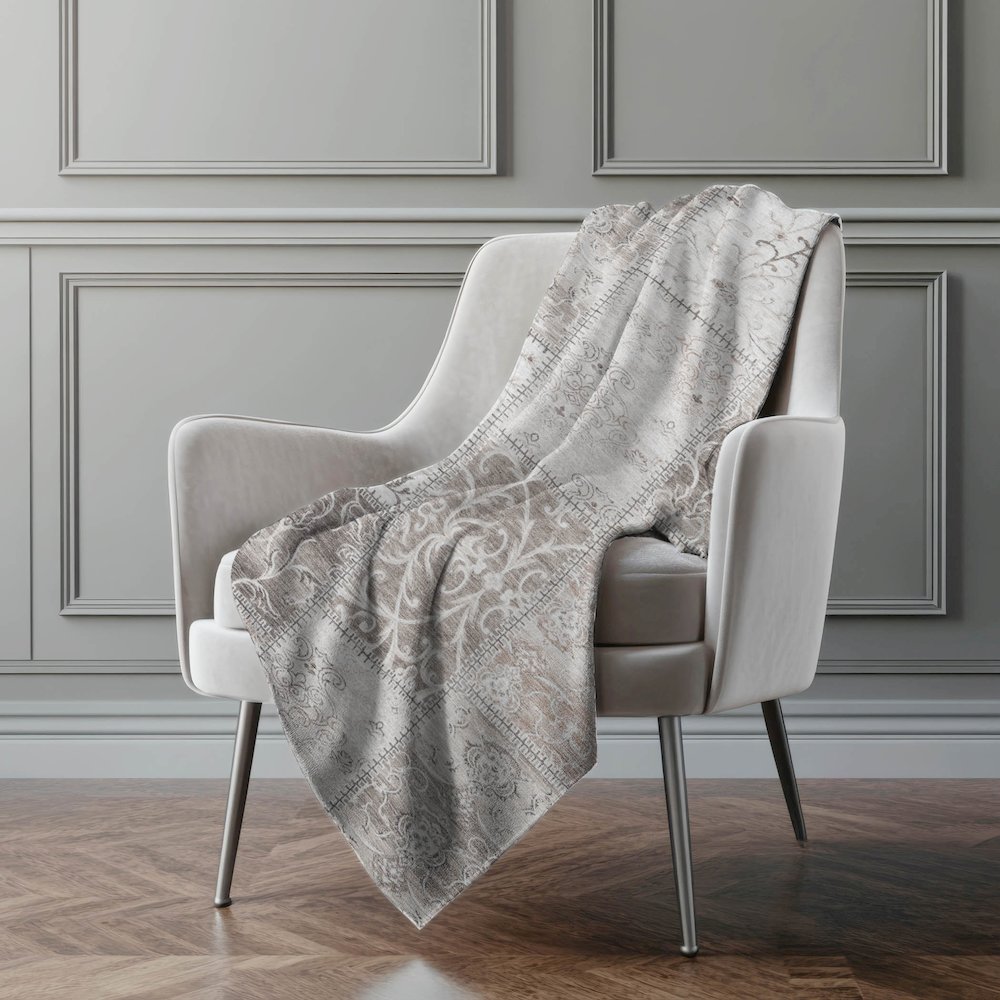 Premium Machine Washable ASB566 Taupe 50" x 70" Sherpa Throw Blanket. Picture 4