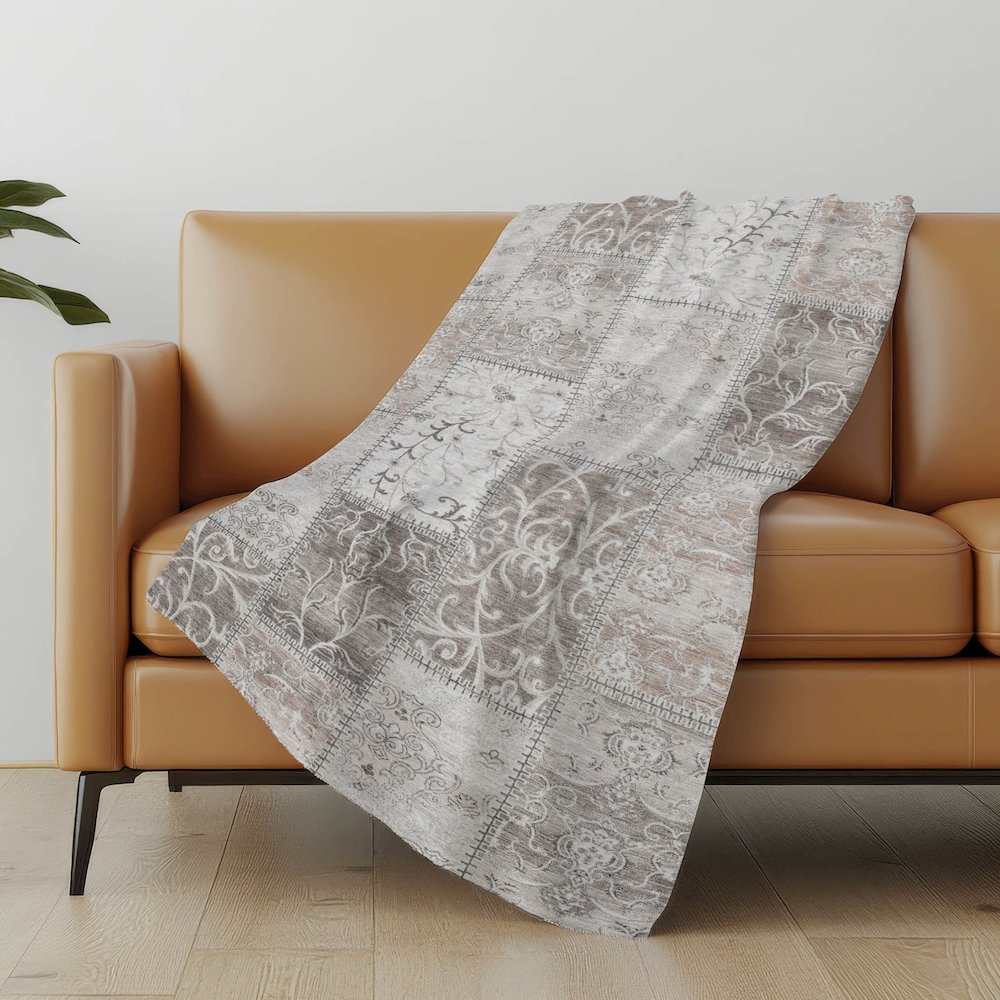 Premium Machine Washable ASB566 Taupe 50" x 70" Sherpa Throw Blanket. Picture 5