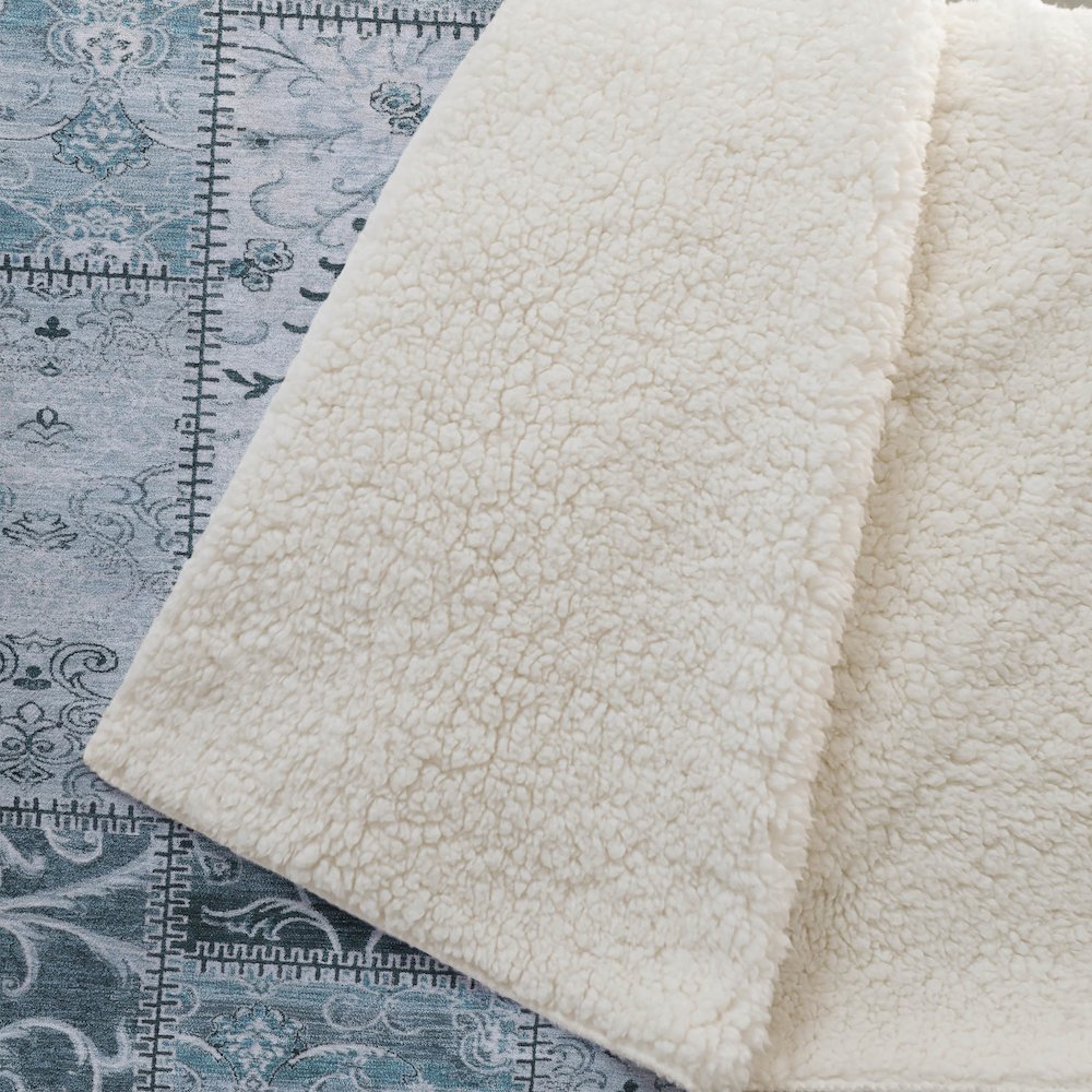 Premium Machine Washable ASB566 Teal 50" x 70" Sherpa Throw Blanket. Picture 2