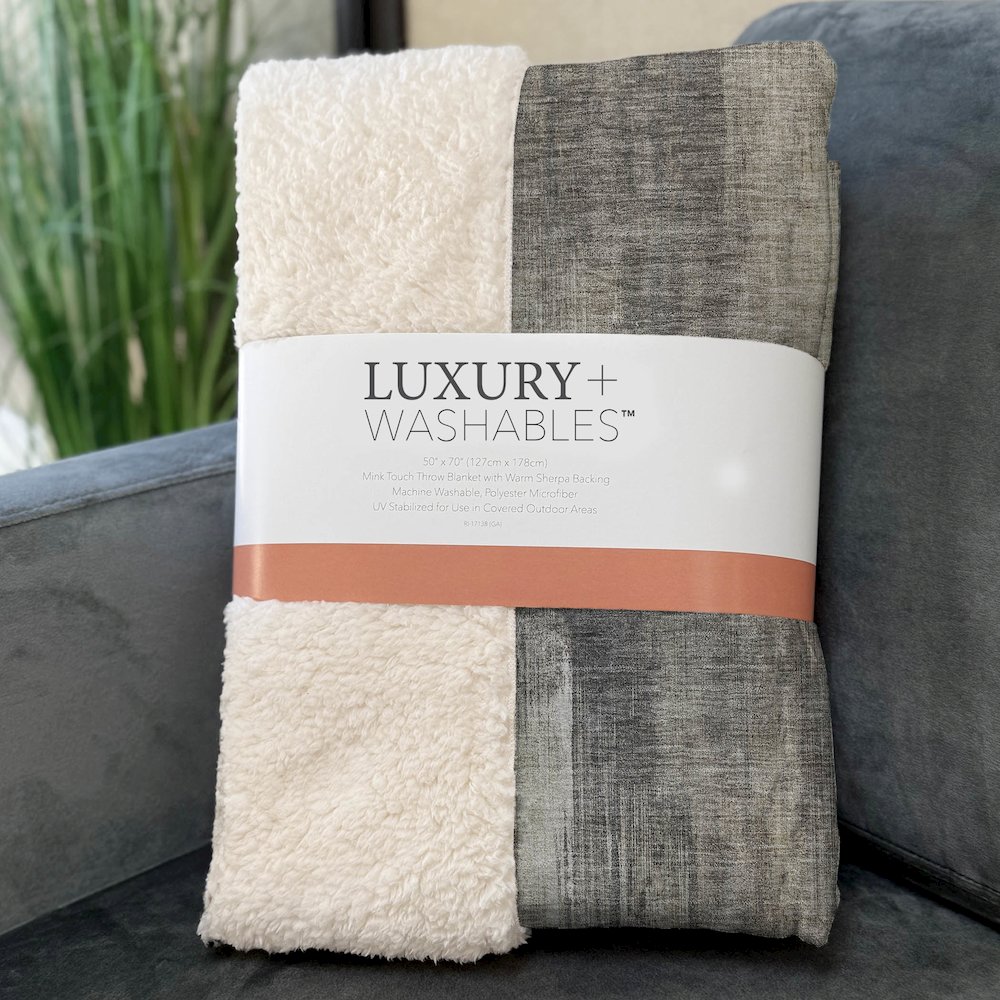Premium Machine Washable ASB567 Taupe 50" x 70" Sherpa Throw Blanket. Picture 3