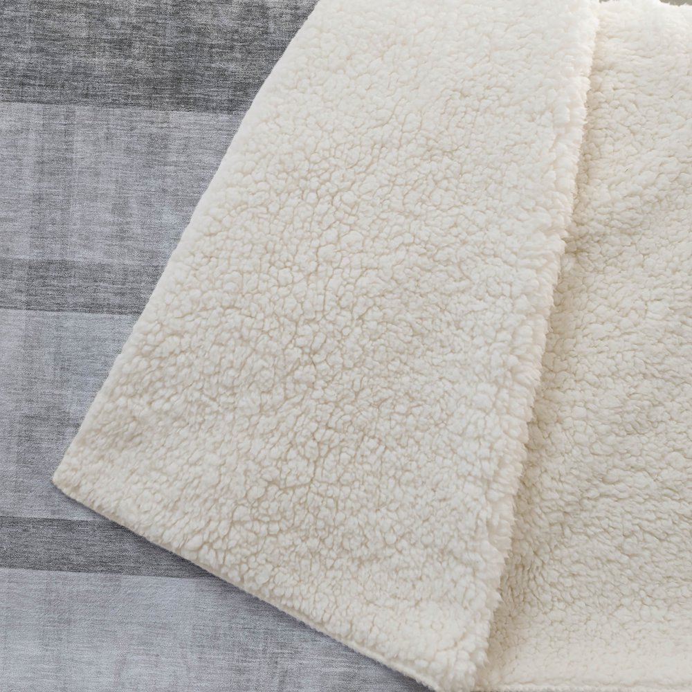 Premium Machine Washable ASB568 Gray 50" x 70" Sherpa Throw Blanket. Picture 2