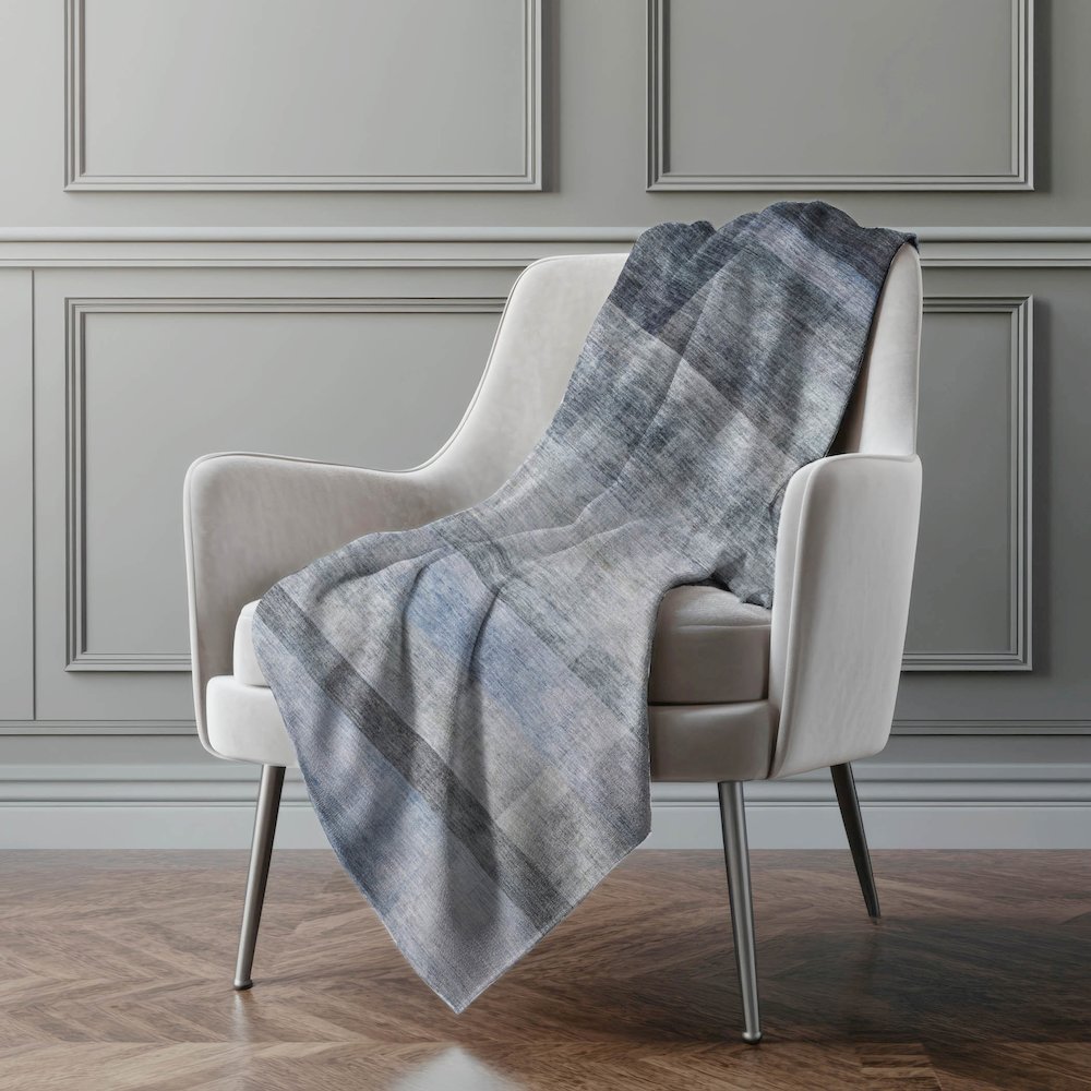 Premium Machine Washable ASB568 Navy 50" x 70" Sherpa Throw Blanket. Picture 4